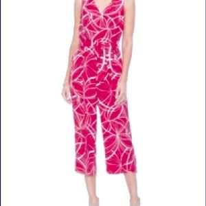 Vince Camuto Swirl Movements Belted Jumpsuit